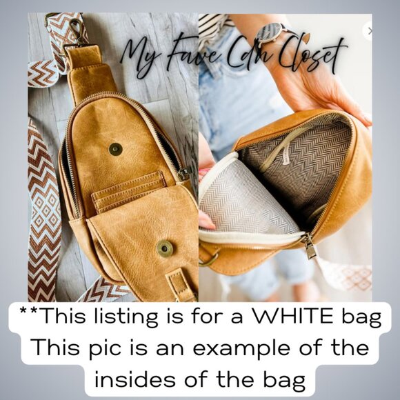 White Vegan Leather Crossbody Purse - Picture 6 of 7